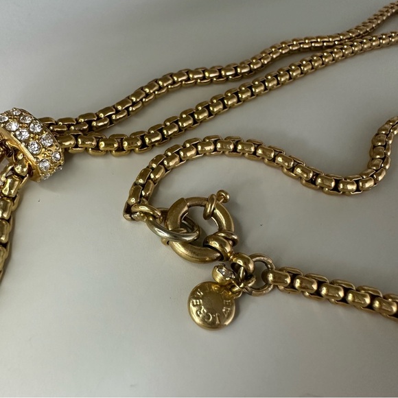 Quiet Luxury J. Crew Art Deco Metal-Tone Hanging Tassel Box Chain Necklace - Picture 4 of 4